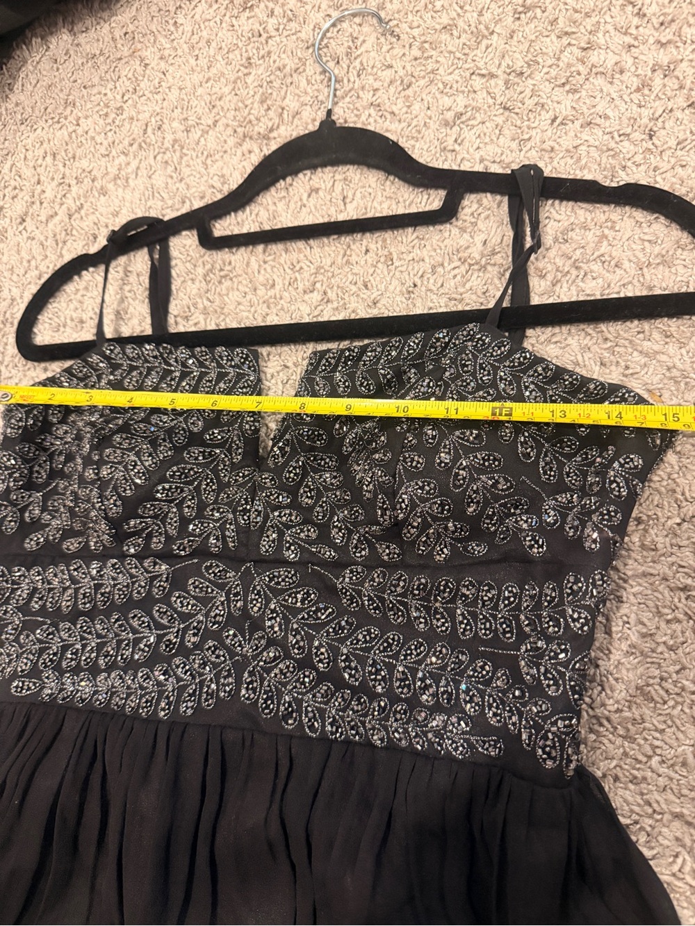Adrianna Papell Silk Black Beaded Spaghetti-Strap Mini Dress - Picture 7 of 9
